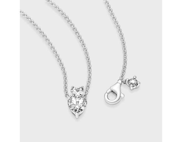 Collar Pandora Colgante Doble Corazón...