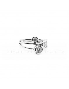 Sortija Plata Triple Chaton...
