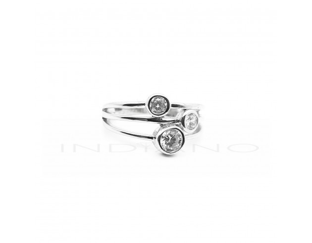 Sortija Plata Triple Chaton Circonitas