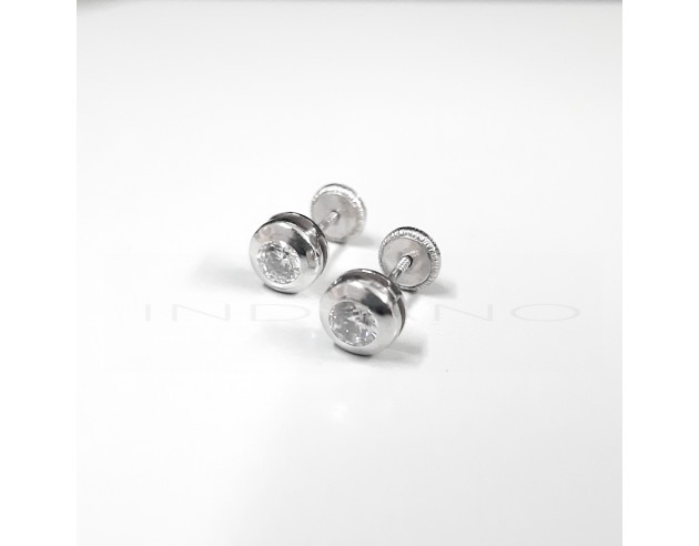 Pendientes Oro Blanco Chatón Circonita