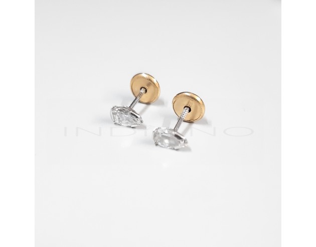 Pendientes Oro Blanco Perilla Circonita