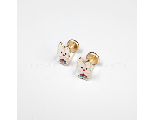 Pendientes Oro Conejito Esmalte