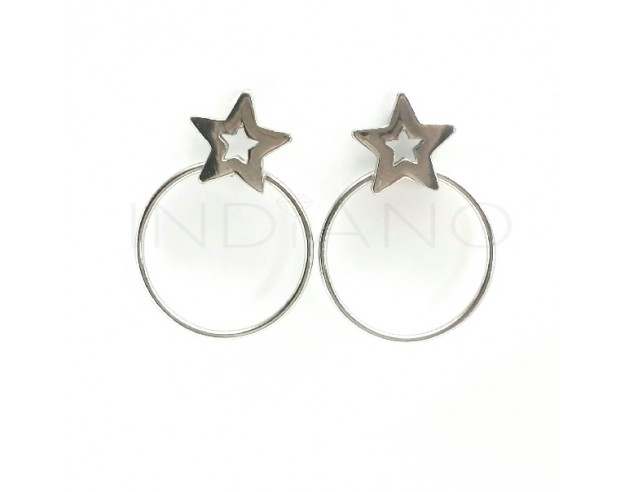 Pendientes Plata Circulo y Estrella...