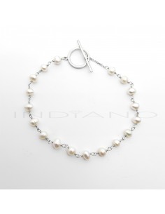 Pulsera Plata Perlas Rio