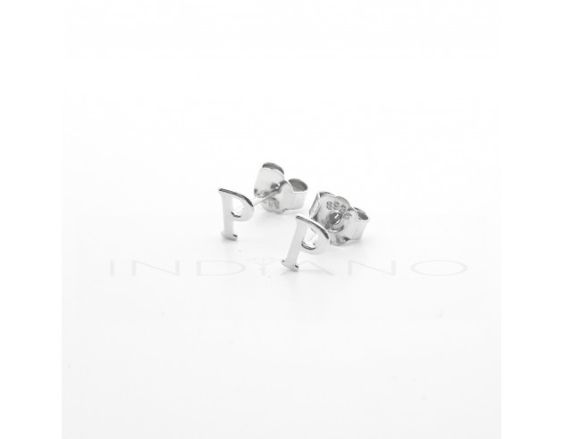 Pendientes Plata Letra P Lisos