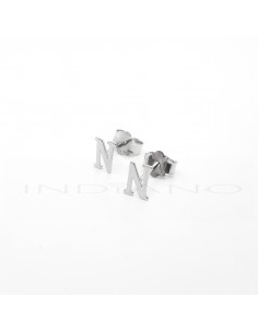 Pendientes Plata Letra N Lisos