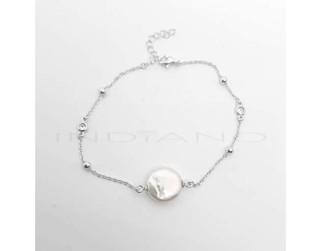 Pulsera Plata Perla China Chatones Mini