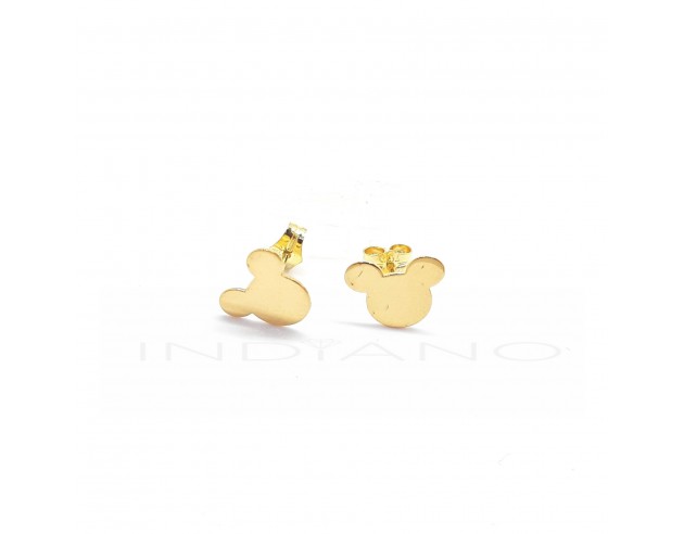 Pendientes Oro Silueta Mickey Brillo