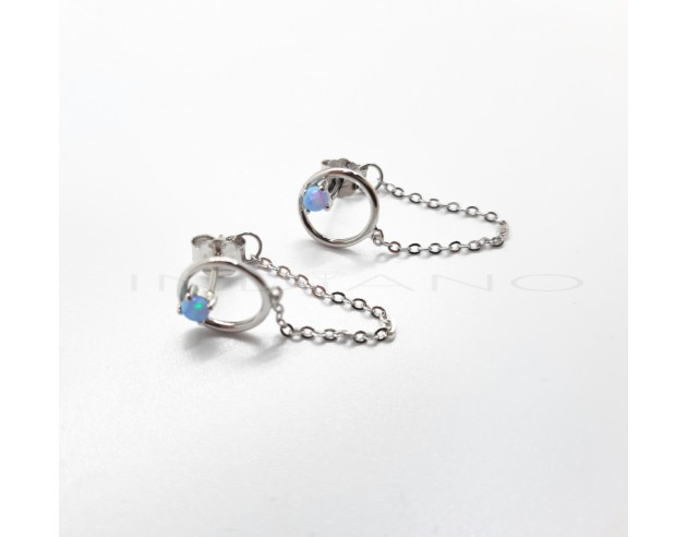 Pendientes Plata Círculo con Ópalo...