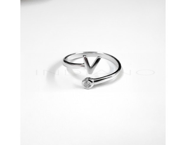 Anillo Plata Inicial V Circonita