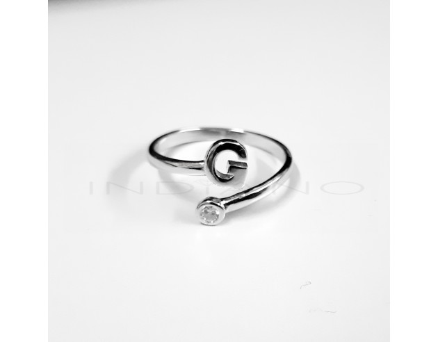 Anillo Plata Inicial G Circonita