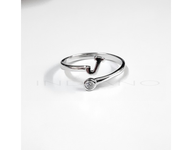 Anillo Plata Inicial J Circonita