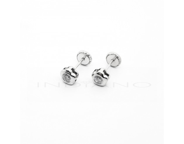 Pendientes Oro Blanco Flor Circonita