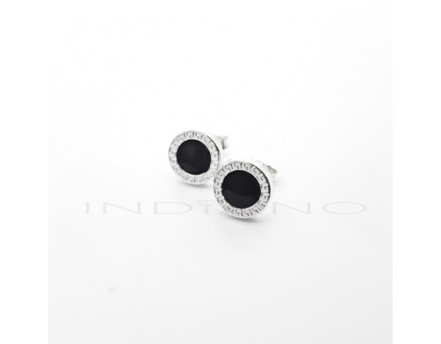 Pendientes Plata Círculo Greca Brillo...