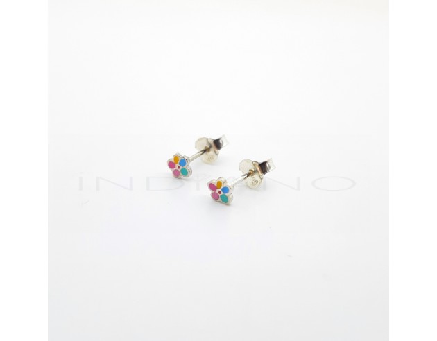 Pendientes Plata Flor Mini Esmalte...