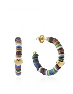 Pendientes Viceroy Kiss de mujer en acero Ip dorado con resina de colores y corazon Ip dorado.