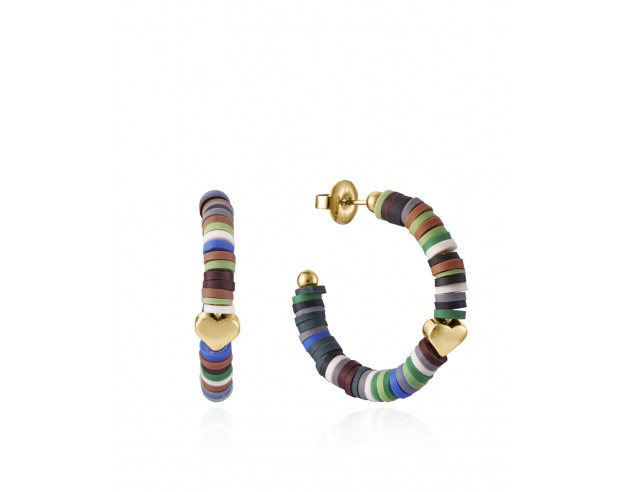 Pendientes Viceroy Kiss de mujer en acero Ip dorado con resina de colores y corazon Ip dorado.