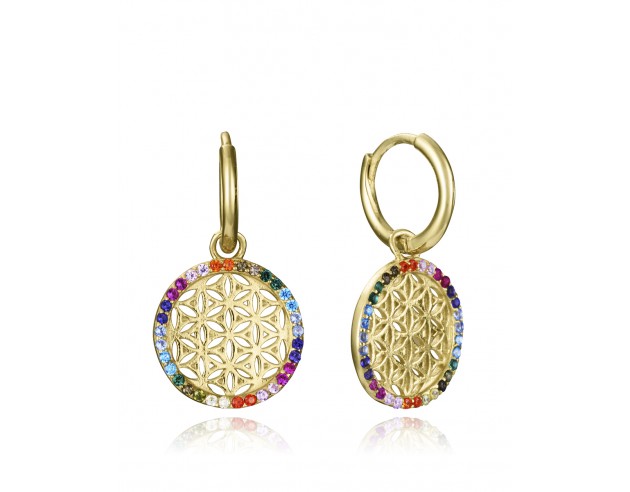 Unos pendientes de plata de primera ley con baño de oro que destacan por su diseño elegante y sofisticado. Presentan un colgant