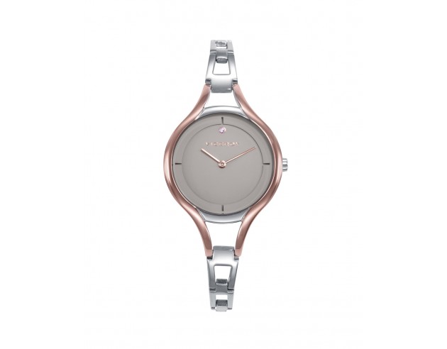 Elegante reloj de mujer de dos agujas que combina un diseño moderno con un toque sofisticado. La caja de acero con acabado IP r