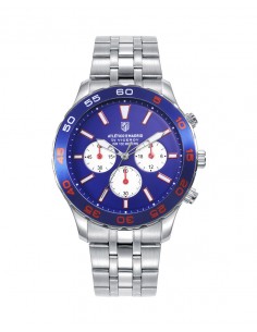Este reloj cronógrafo de hombre del Atlético de Madrid destaca por su diseño audaz y deportivo. Con una caja de acero y bisel e