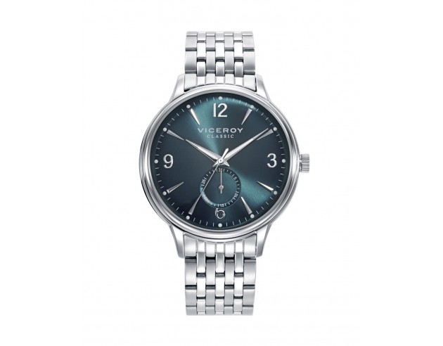 Este reloj de hombre multifunción ofrece una combinación de estilo y funcionalidad. La caja de acero y el brazalete a juego pro