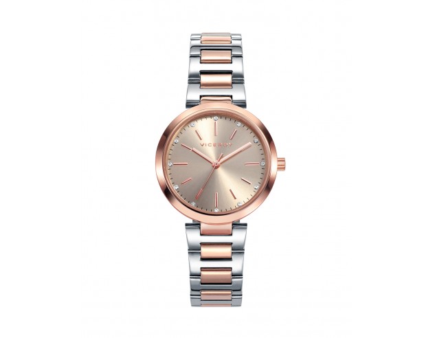 Este reloj de mujer Viceroy Chic tres agujas destaca por su diseño elegante y moderno. Presenta una caja y brazalete de acero c