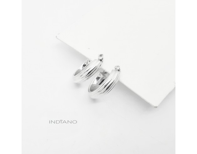 Pendientes Plata Aros Rayados Brillo