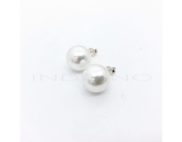 Pendientes Plata Perla Falsa 14mm