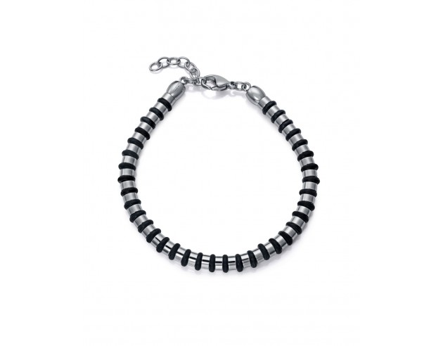 Con un diseño moderno y elegante, esta pulsera de hombre combina la resistencia del acero con la flexibilidad de la silicona ne