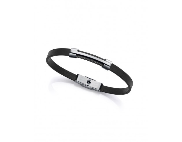 Eleva tu estilo con esta pulsera de hombre que combina la resistencia del acero con la sofisticación del cable IP negro y la su