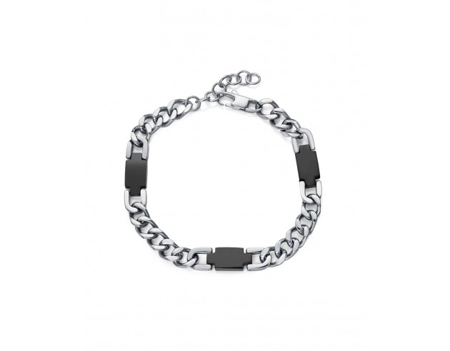 Suma carácter y sofisticación a tu estilo con esta pulsera de hombre en acero con acabado IP negro. Su diseño en forma de caden