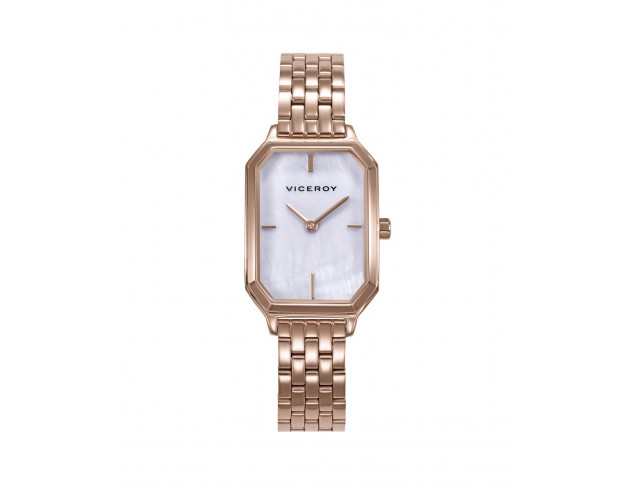 Distinción y delicadeza en tu muñeca: este reloj de mujer brilla con su caja y brazalete de acero IP rosa que envuelven una ele