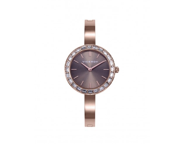 Un toque de sofisticación en tu muñeca: este reloj de mujer destaca por su elegante caja de acero IP rosa con bisel adornado co