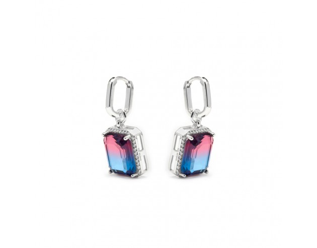 Pendientes Kakan de Plata de Ley 925 y Cuarzo Hidrotermal Azul Degradado acabado rodio.