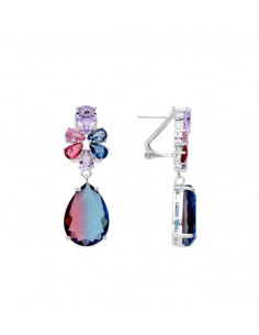 Pendientes Kysion de Plata de Ley 925 y Cuarzo Hidrotermal Azul Degradado acabado rodio