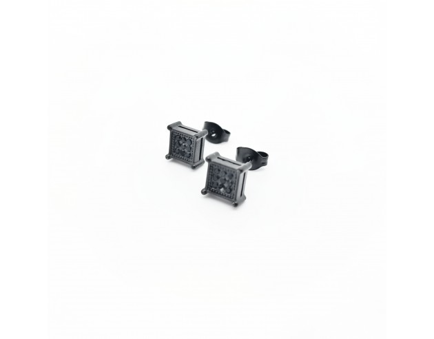 Pendientes Acero Ip Negro Cuadrado...