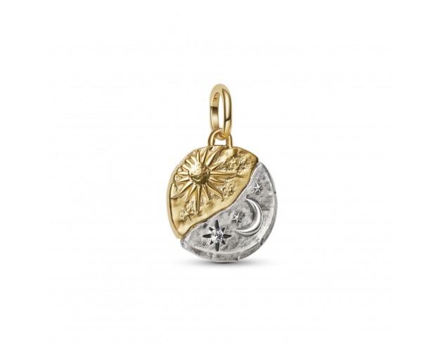 Charm Pandora Medallón Sol y Luna 14k...