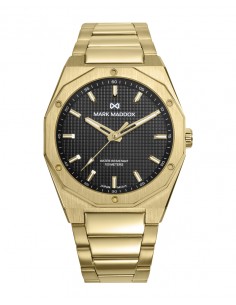 Elegante y moderno, este reloj de hombre combina una caja y brazalete de acero con baño Ip dorado que irradian sofisticación. L