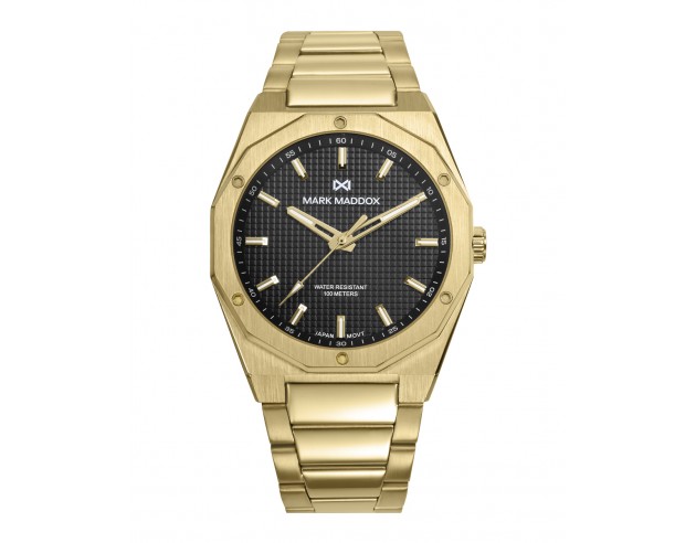 Elegante y moderno, este reloj de hombre combina una caja y brazalete de acero con baño Ip dorado que irradian sofisticación. L