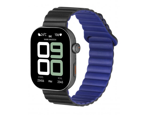 Reloj smart que une tecnología y elegancia en un diseño totalmente negro con caja metálica y correa de silicona. Su pantalla tá