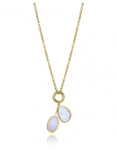 Un collar que irradia elegancia y frescura en cada detalle. Elaborado en acero con un sofisticado acabado IP dorado, presenta d