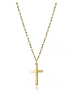 Un collar que combina fuerza y espiritualidad con un diseño moderno y sofisticado. Fabricado en acero con un acabado IP dorado,