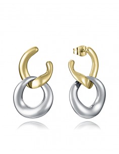 Unos pendientes que combinan modernidad y versatilidad en un diseño único. Fabricados en acero con acabado IP dorado, presentan