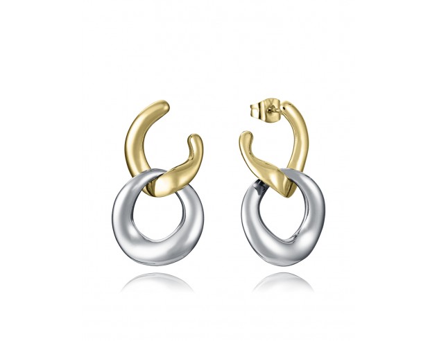 Unos pendientes que combinan modernidad y versatilidad en un diseño único. Fabricados en acero con acabado IP dorado, presentan