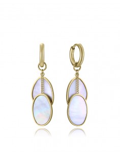 Pendientes que capturan la esencia de la elegancia natural en un diseño sofisticado. Fabricado en acero con un acabado IP dorad