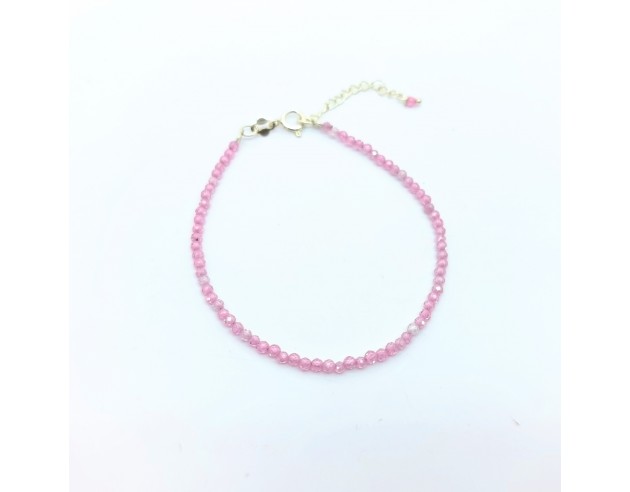 Pulsera Plata Bolas Cuarzos Rosas