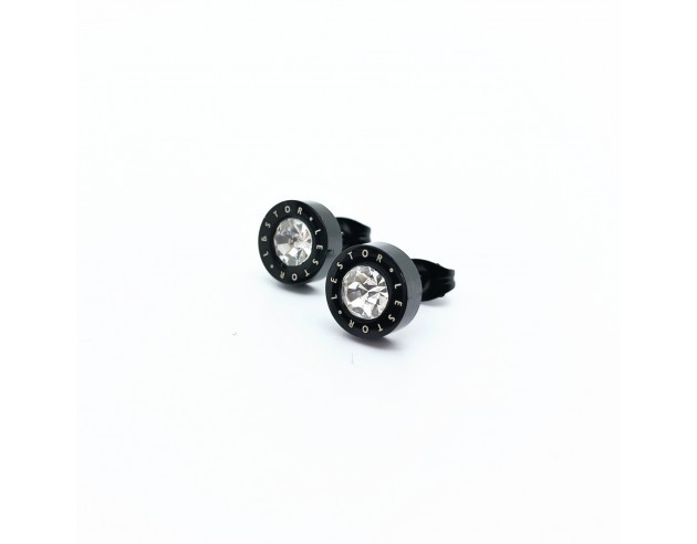 Pendientes Acero Ip Negro Redondo...
