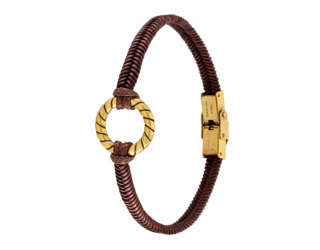 Pulsera Marea Cuero Marron Circulo...