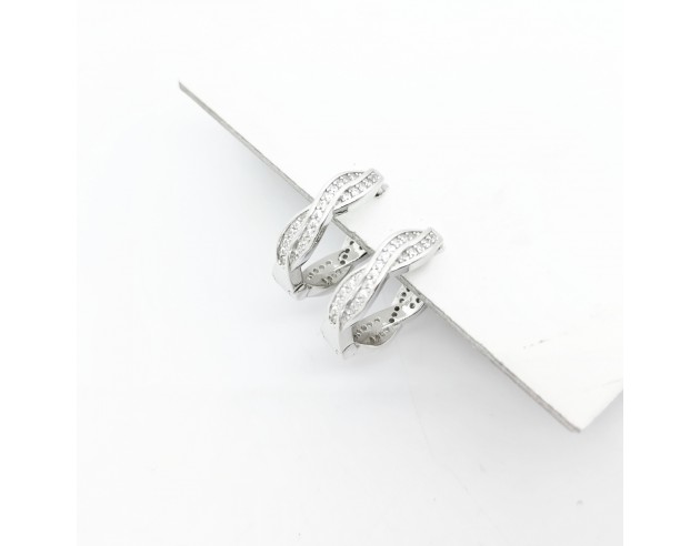 Pendientes Plata Aro Trenza Circonitas