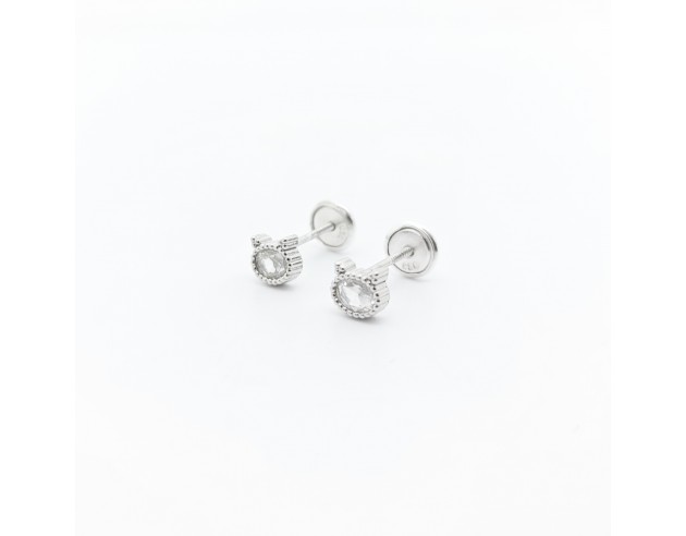 Pendientes Plata Cabeza Gatito Circonita